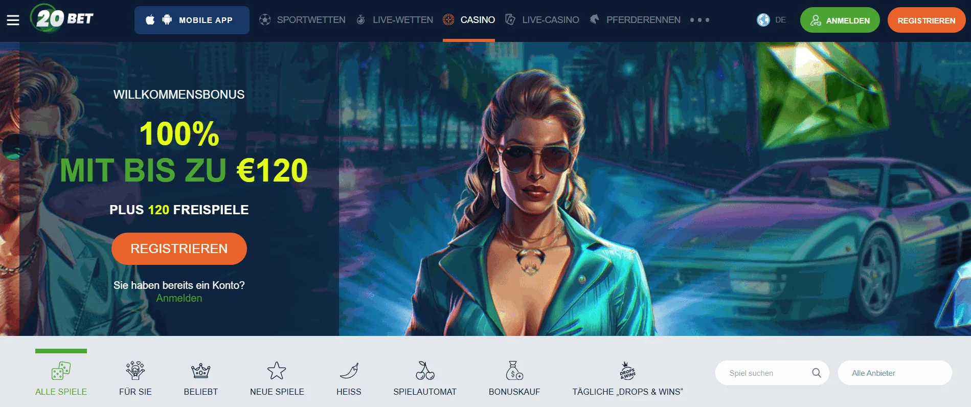 20 Bet Casino Lobby 20 Bet Casino mit 3€ Einzahlung