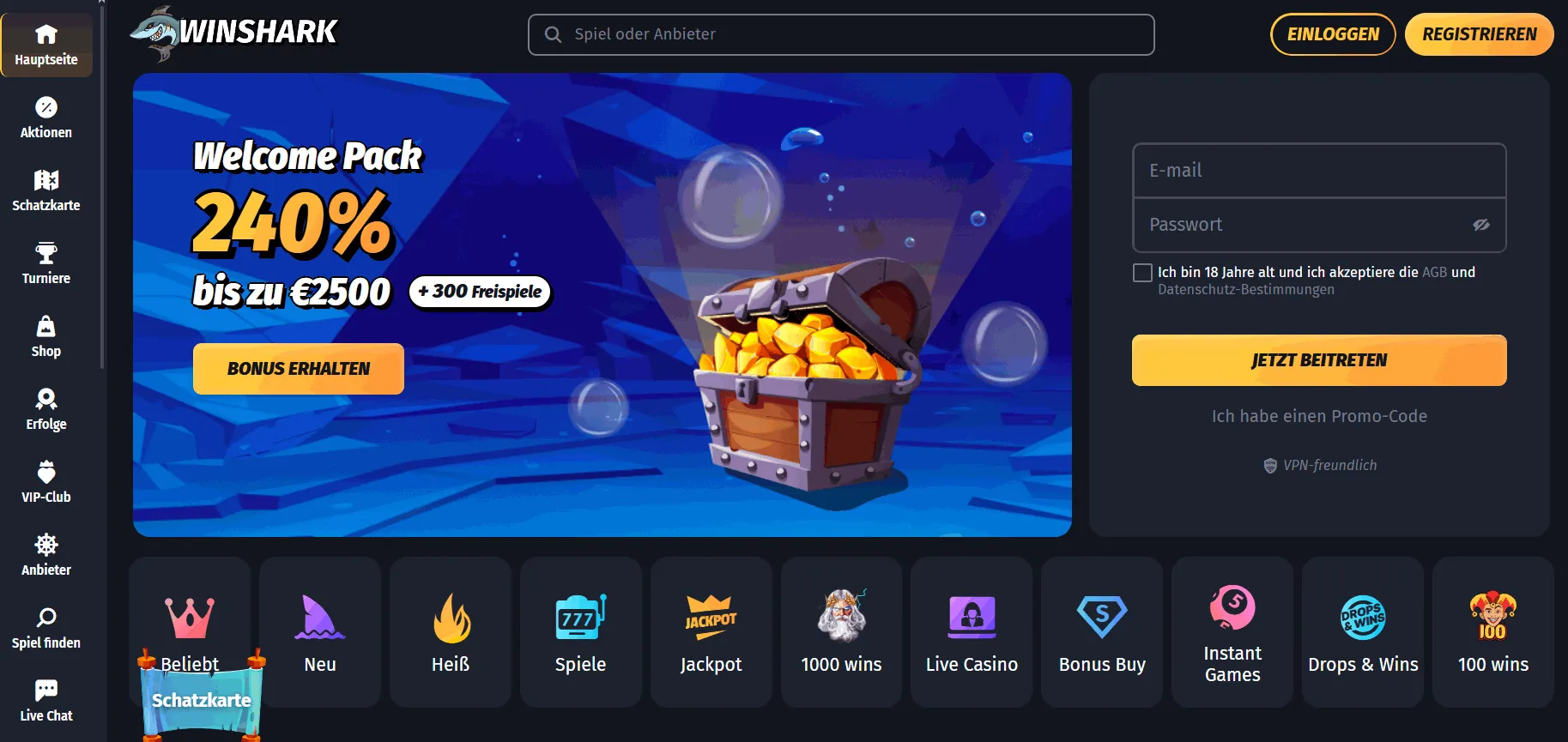 Winshark Legales Online Casino