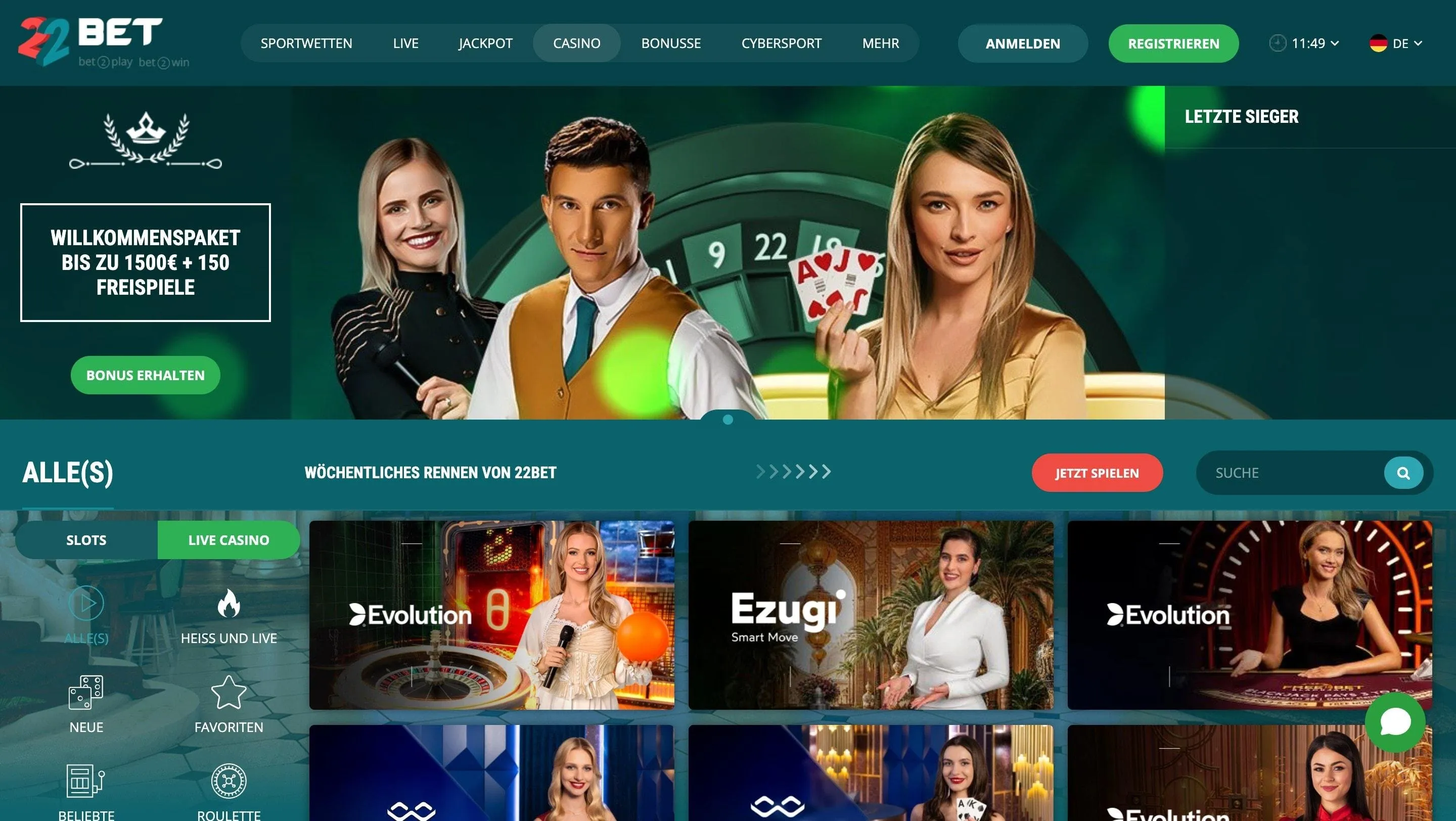 22Bet Online Casino