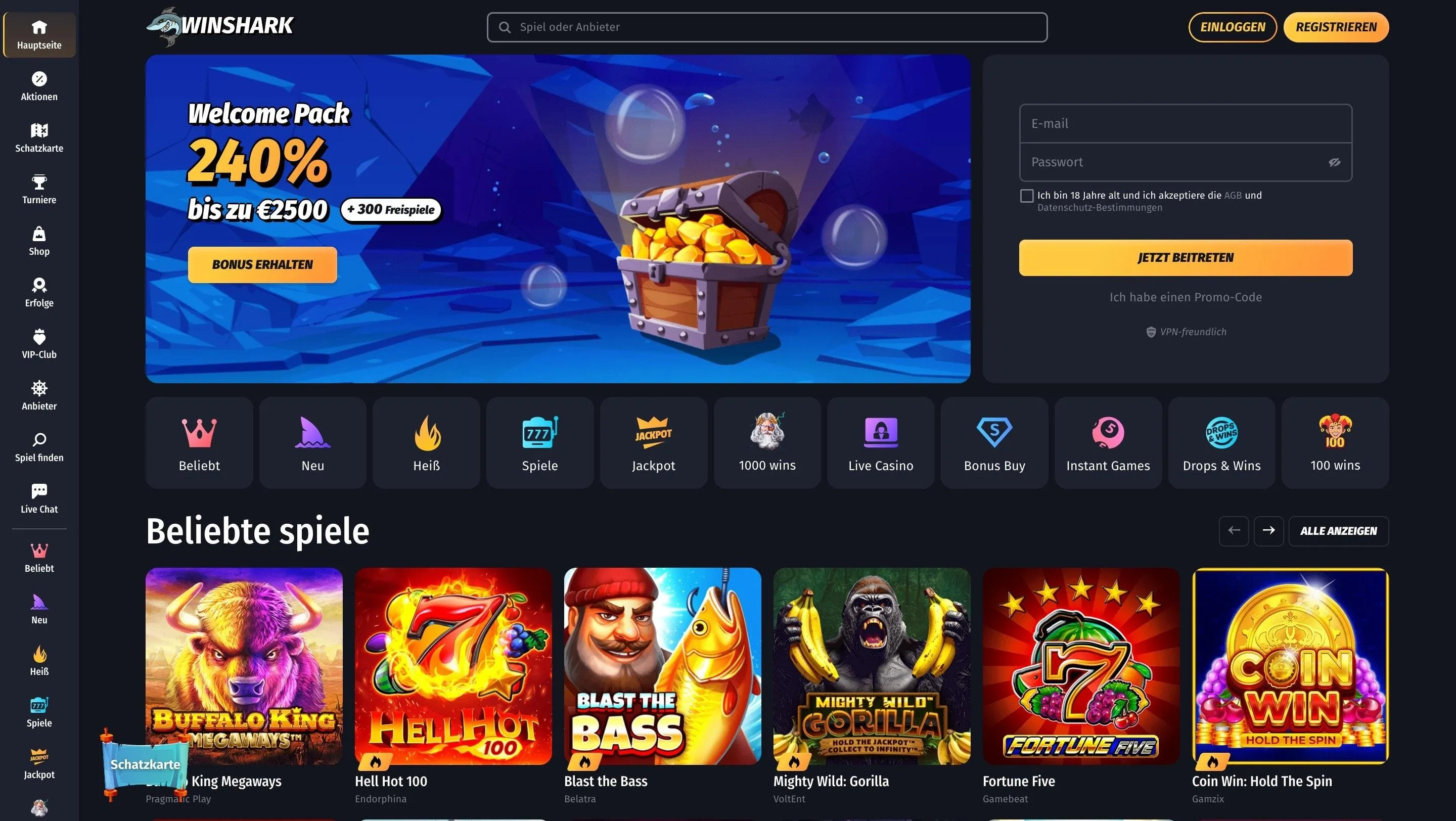 Winshark Online Casino legale Winshark Casino legale