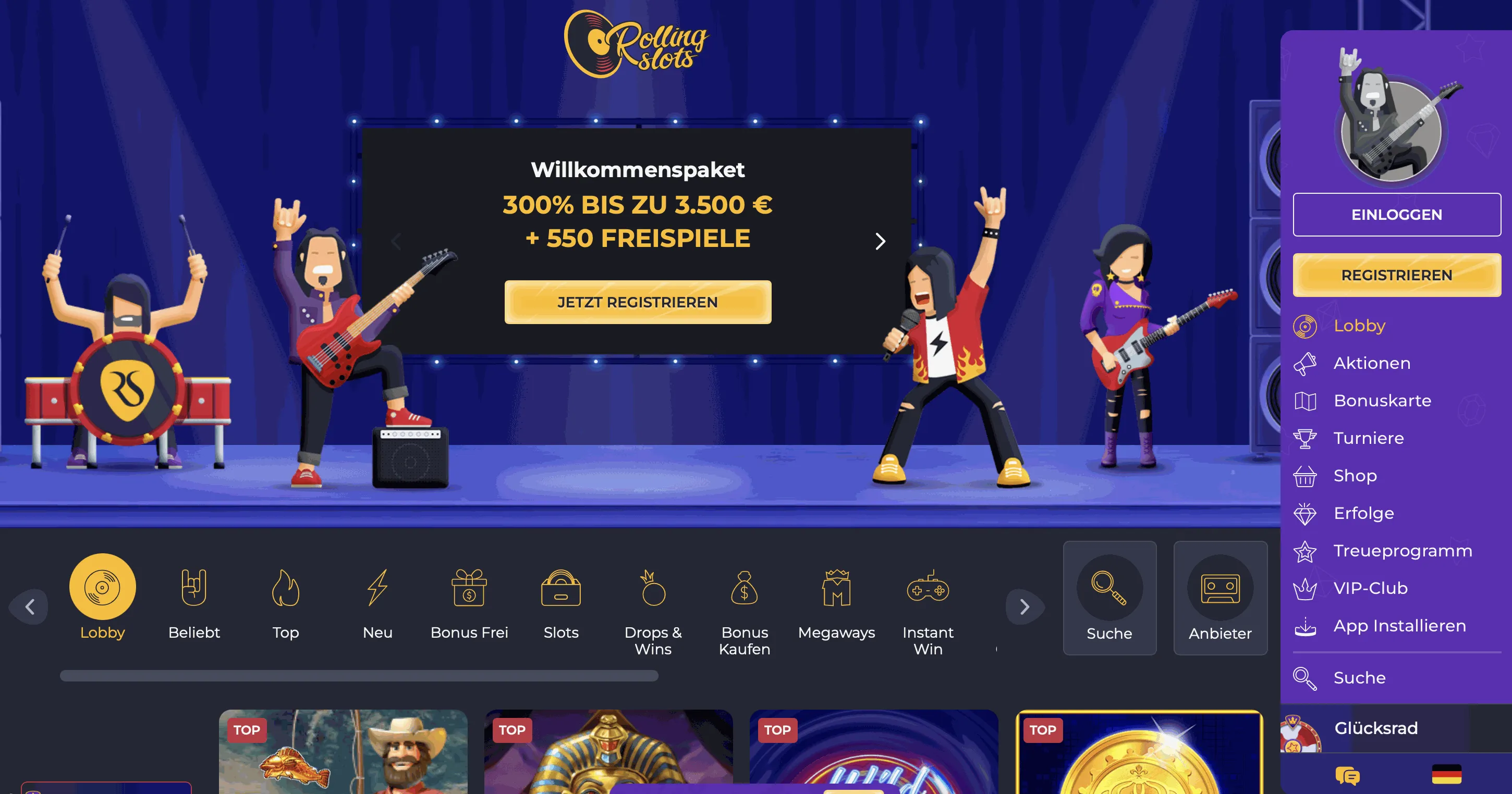 Rolling Slots Online Casino Startseite