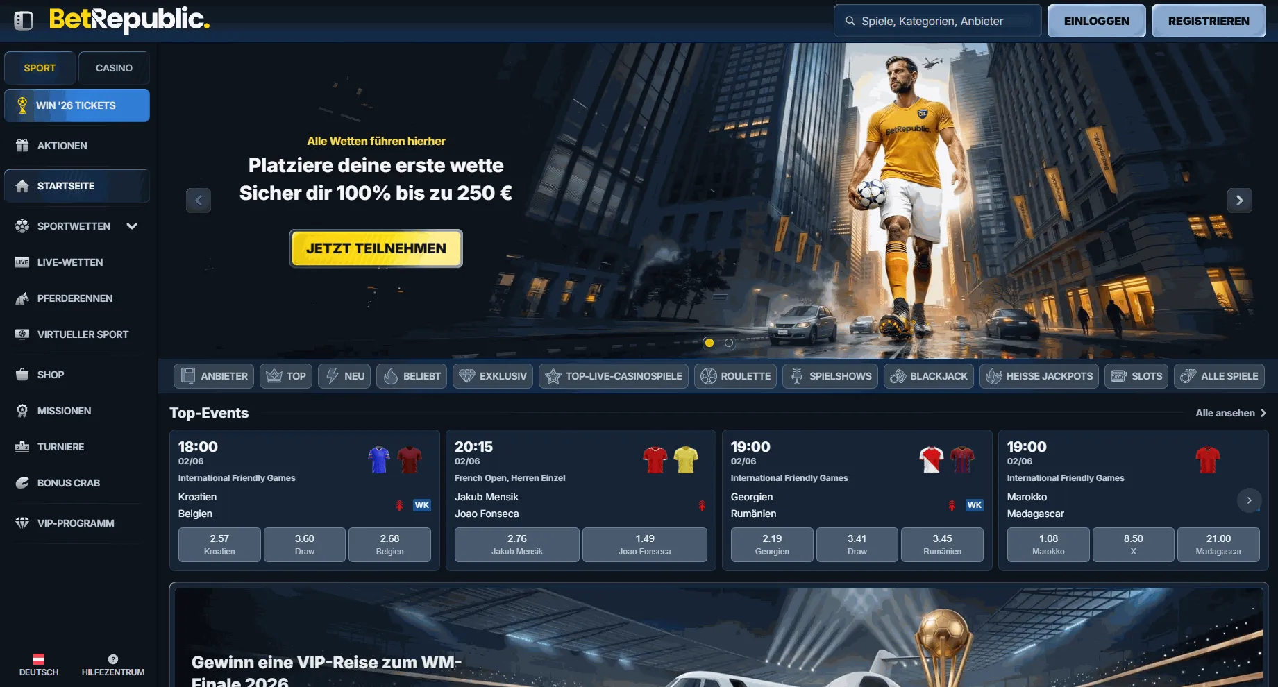 BetRepublic casino offers BetRepublic EU online casino homepage